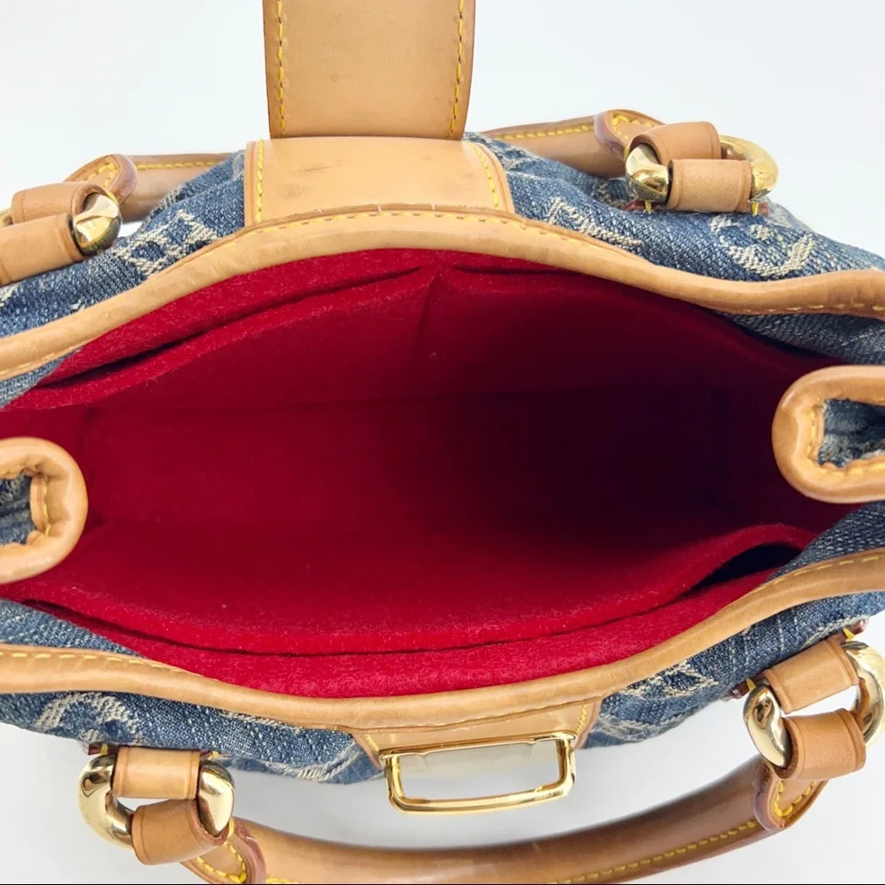 Louis Vuitton Denim Monogram Satchel with Tan Leather Trim